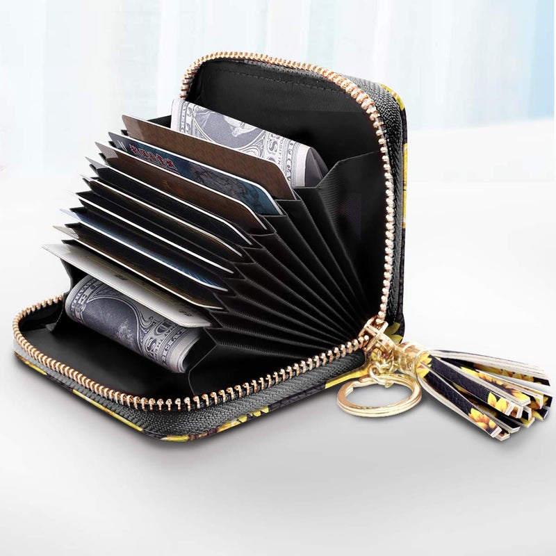 Coco Rossi Women's Card Case RFID Cute Flowers Small Wallet Card Holder, Sunflower - Image 2